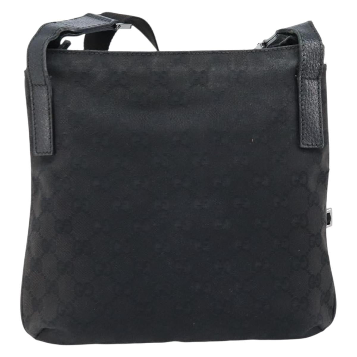 GUCCI GG Canvas Shoulder Bag Black Silver 122793 Auth bs34005