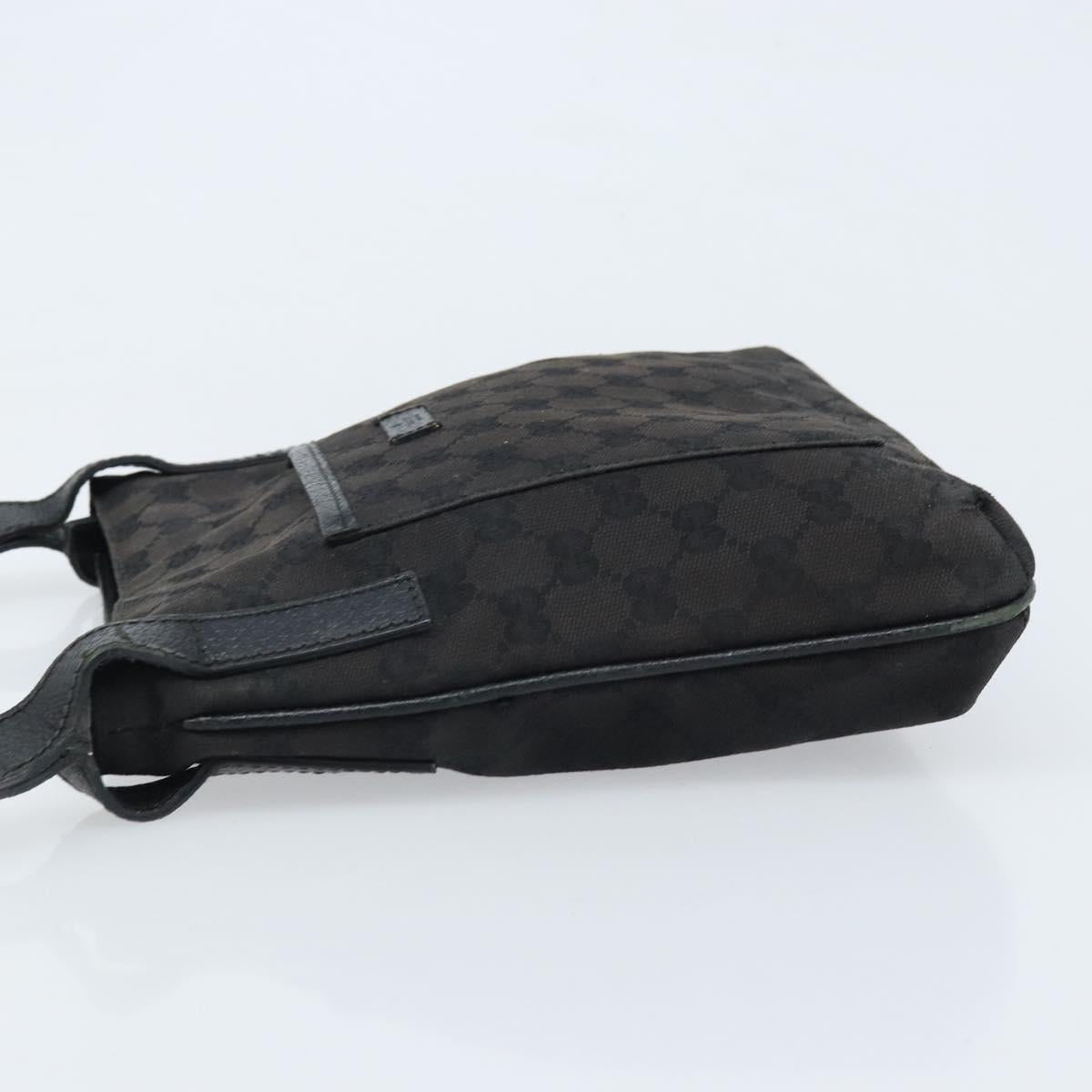 GUCCI GG Canvas Shoulder Bag Black Silver 122793 Auth bs34005