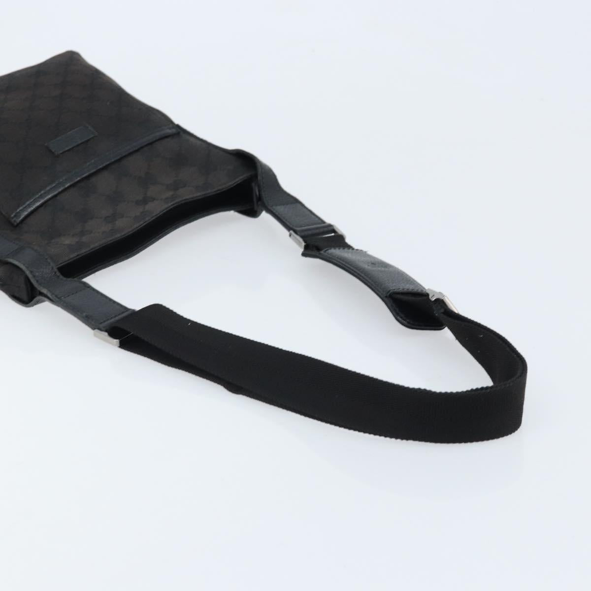 GUCCI GG Canvas Shoulder Bag Black Silver 122793 Auth bs34005