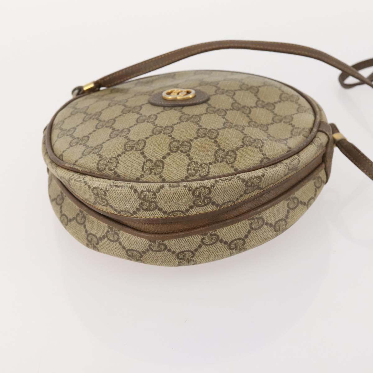 GUCCI GG Supreme Shoulder Bag Leather 2 Set Brown Auth bs34006
