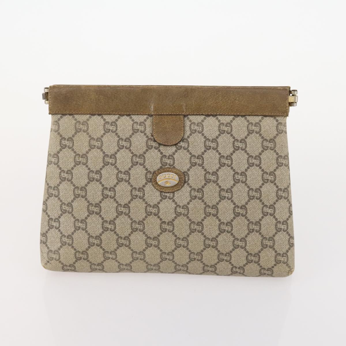 GUCCI GG Supreme Shoulder Bag Leather 2 Set Brown Auth bs34006