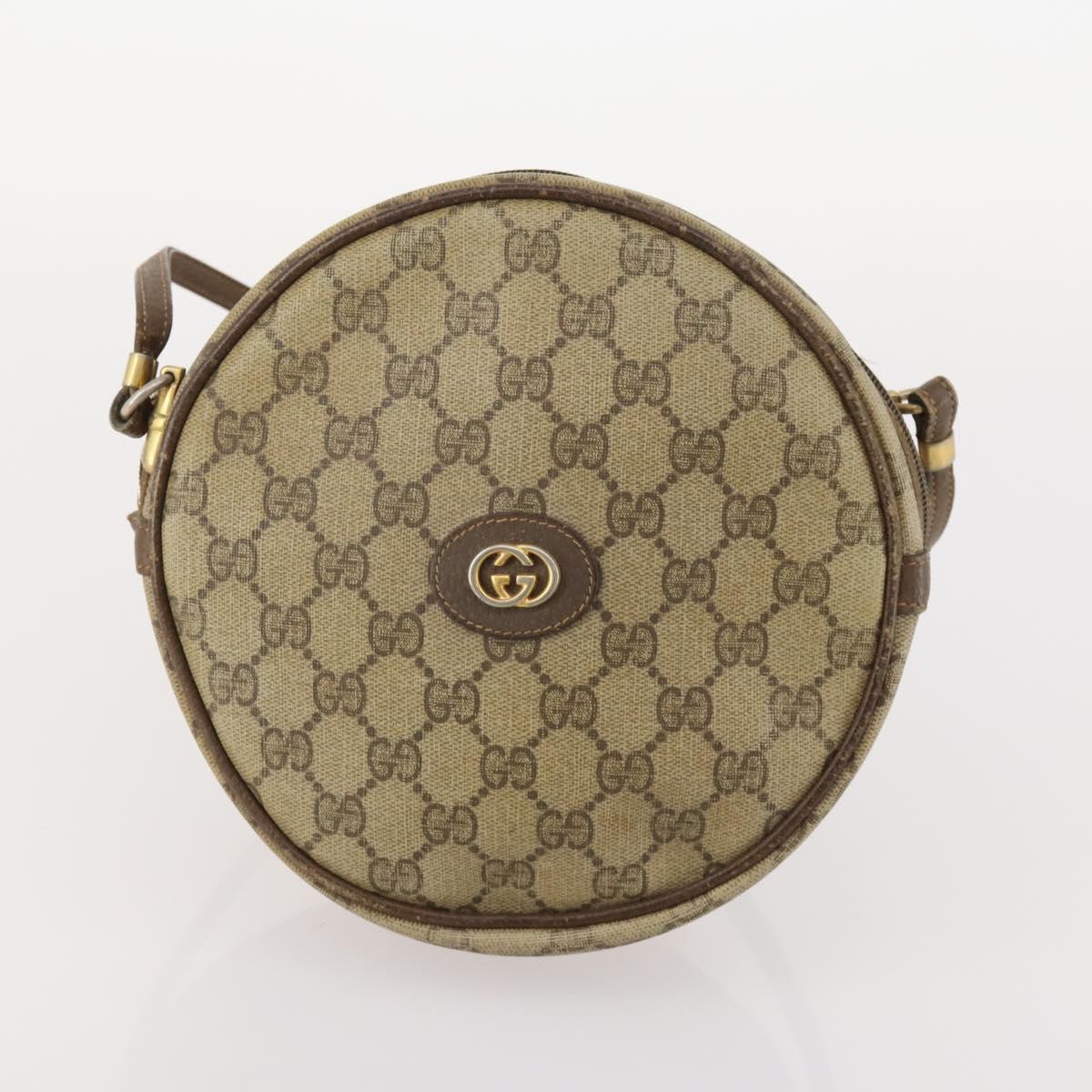 GUCCI GG Supreme Shoulder Bag Leather 2 Set Brown Auth bs34006