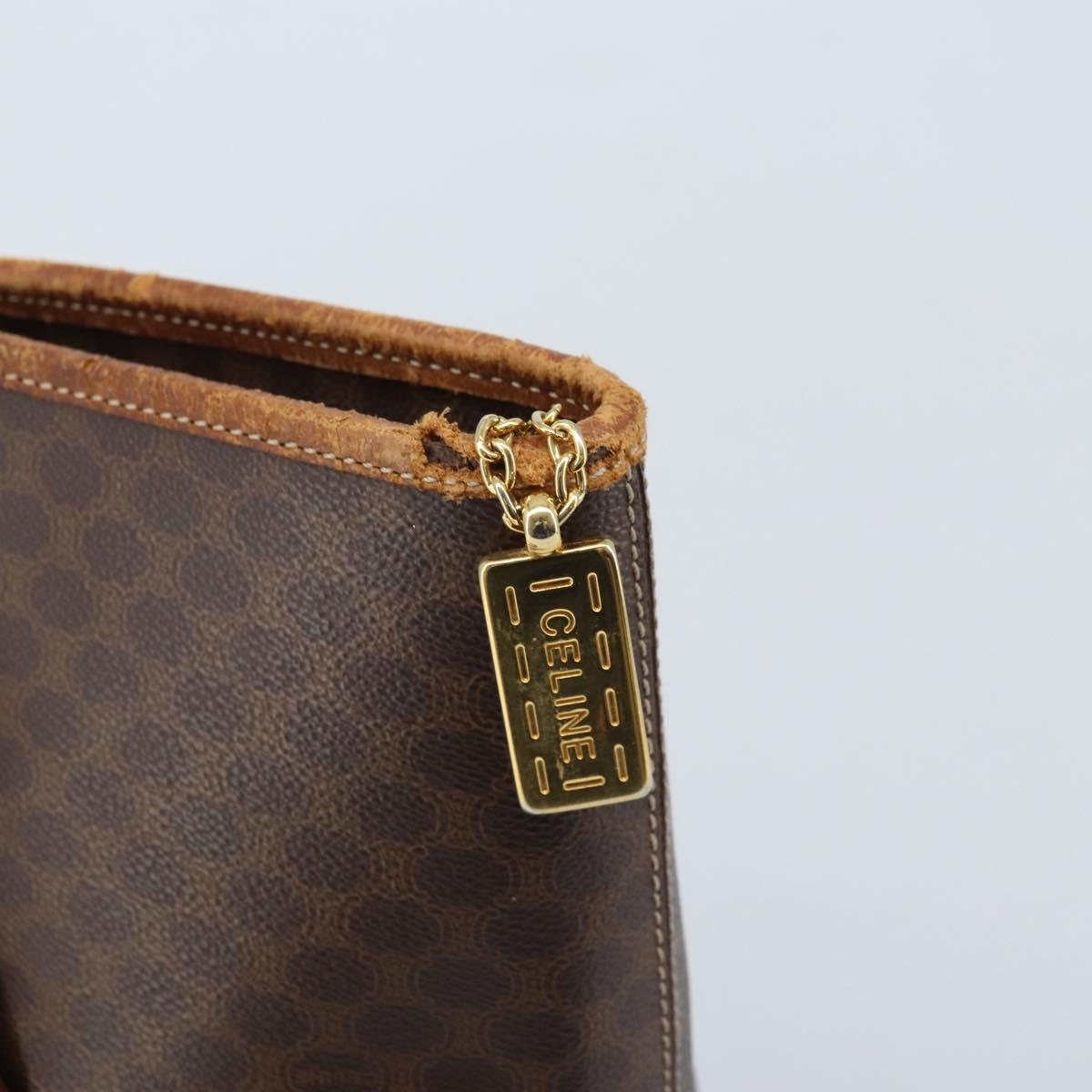 CELINE Macadam Canvas Tote Bag PVC Leather Brown Gold Auth bs34007