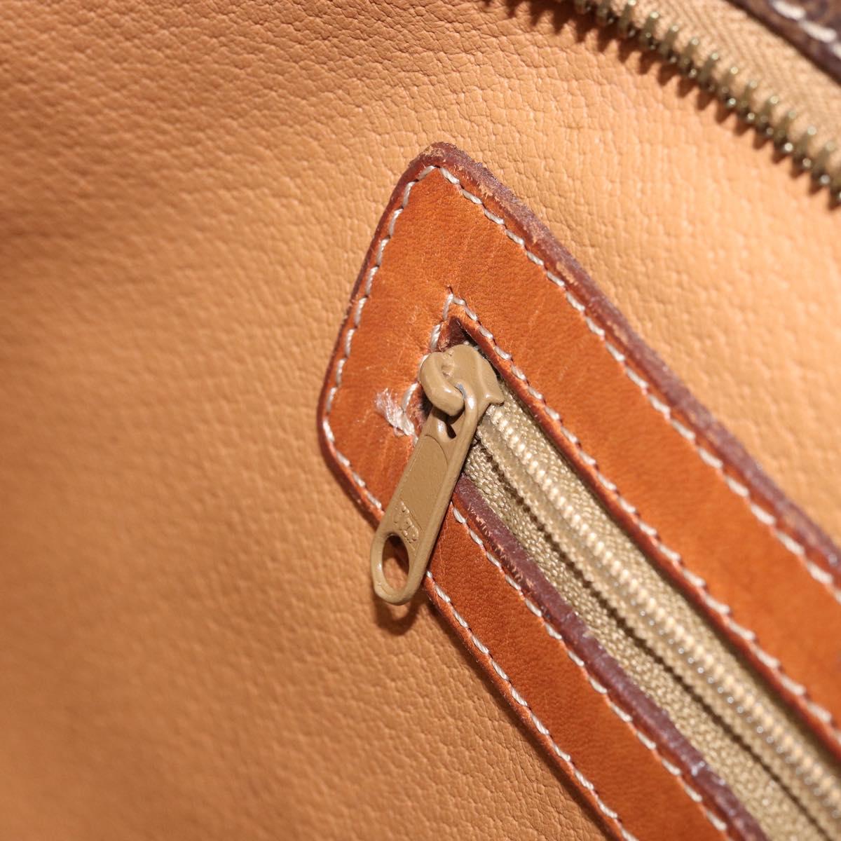 CELINE Macadam Canvas Tote Bag PVC Leather Brown Gold Auth bs34007