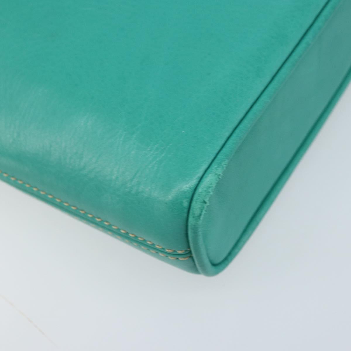 CELINE Shoulder Bag Leather Gold Emerald Green Auth bs34009