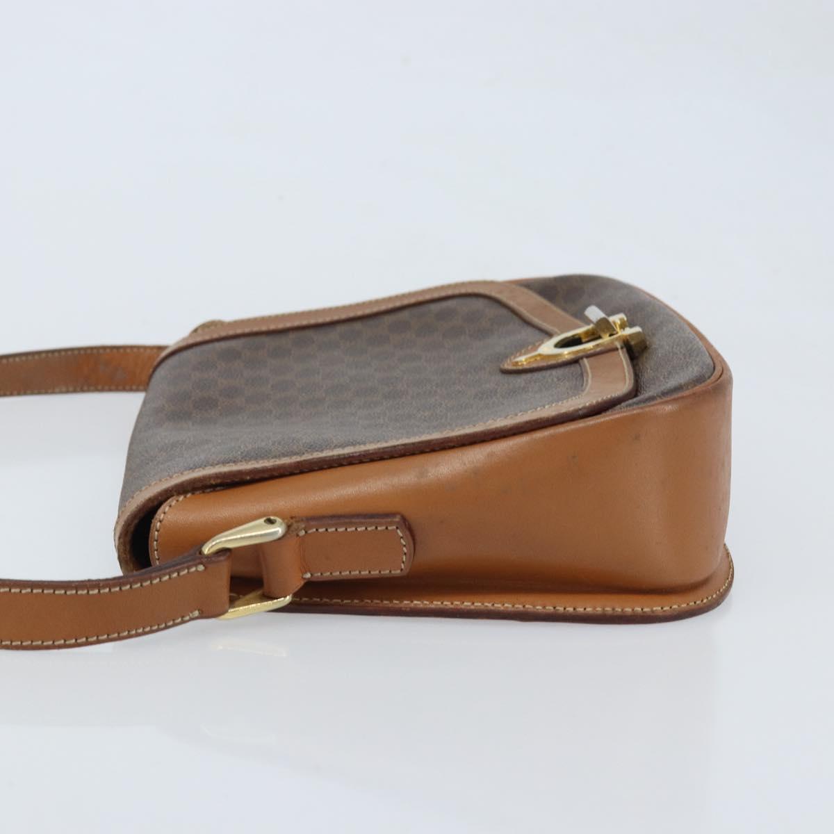 CELINE Macadam Canvas Shoulder Bag PVC Leather Brown Gold Auth bs34010