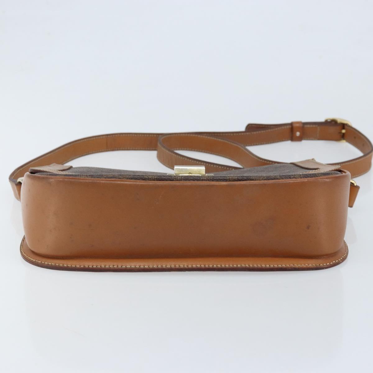 CELINE Macadam Canvas Shoulder Bag PVC Leather Brown Gold Auth bs34010