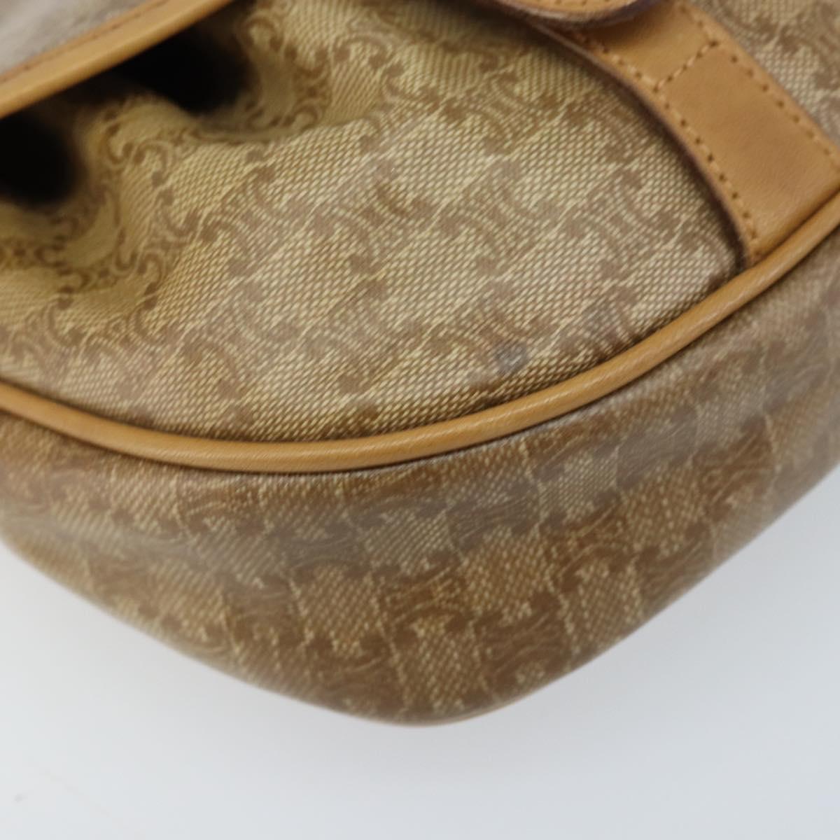 CELINE Macadam Canvas Shoulder Bag PVC Beige gold Auth bs34011