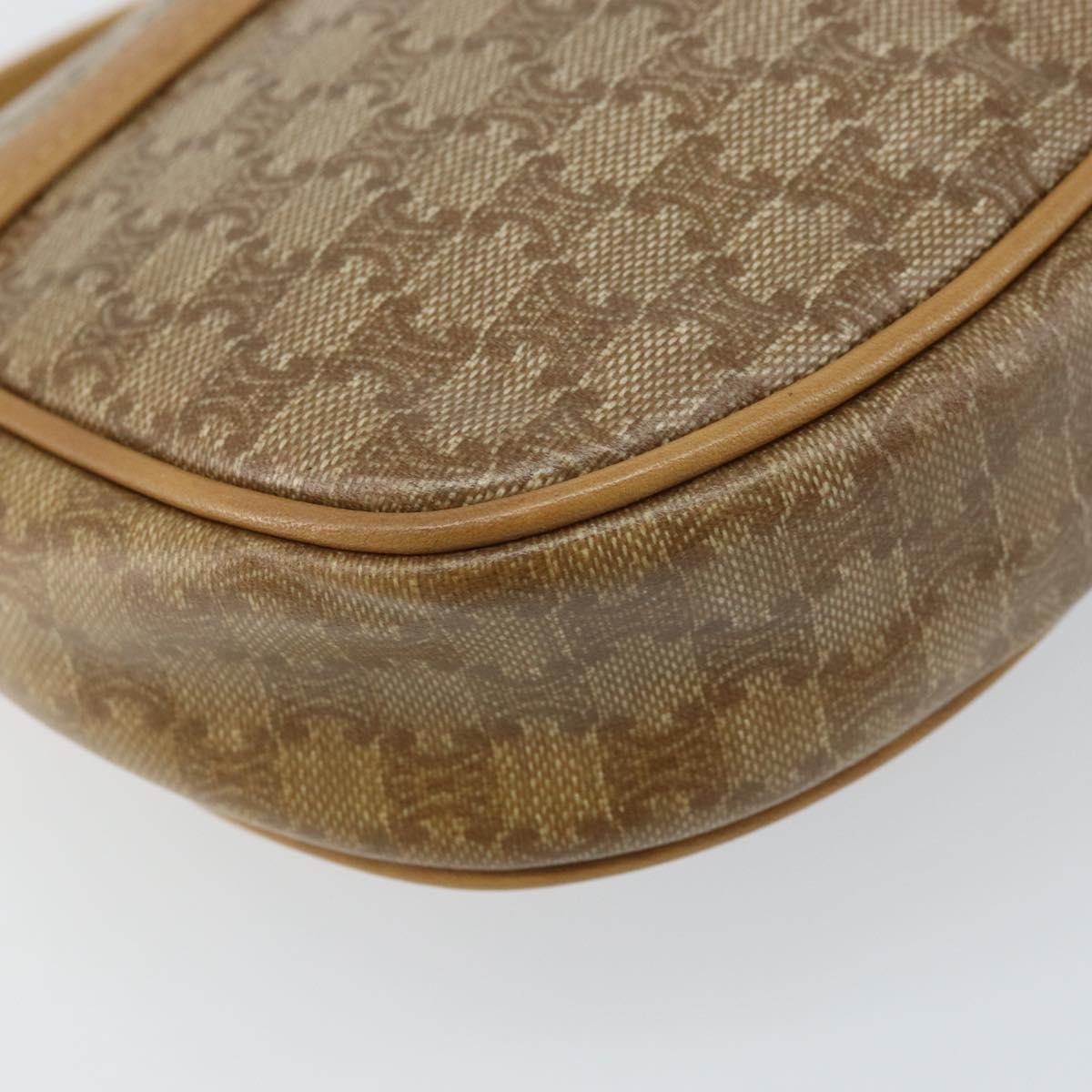 CELINE Macadam Canvas Shoulder Bag PVC Beige gold Auth bs34011