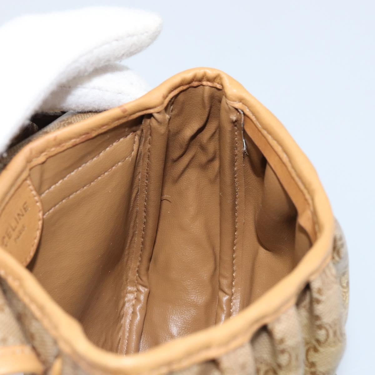 CELINE Macadam Canvas Shoulder Bag PVC Beige gold Auth bs34011