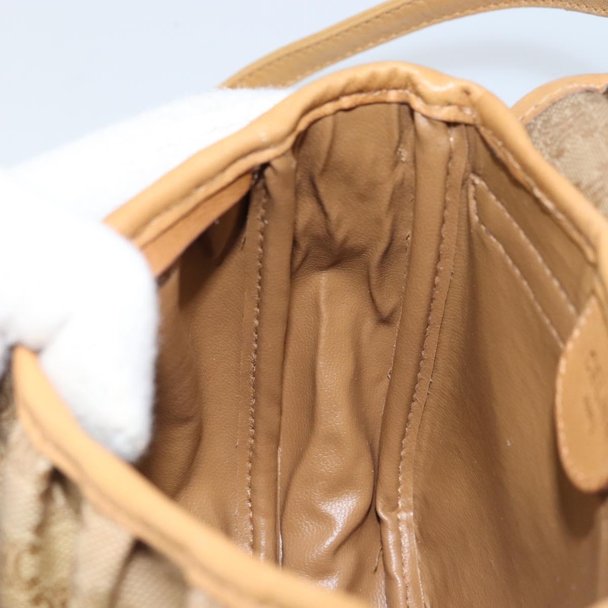CELINE Macadam Canvas Shoulder Bag PVC Beige gold Auth bs34011