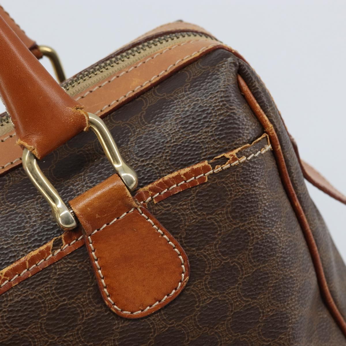 CELINE Macadam Canvas Hand Bag PVC Gold Brown Auth bs34012