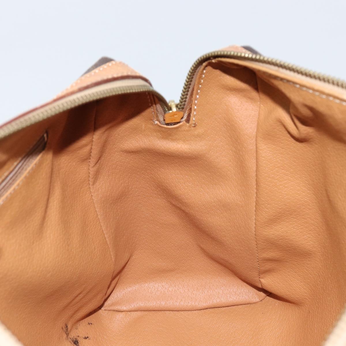 CELINE Macadam Canvas Hand Bag PVC Gold Brown Auth bs34012