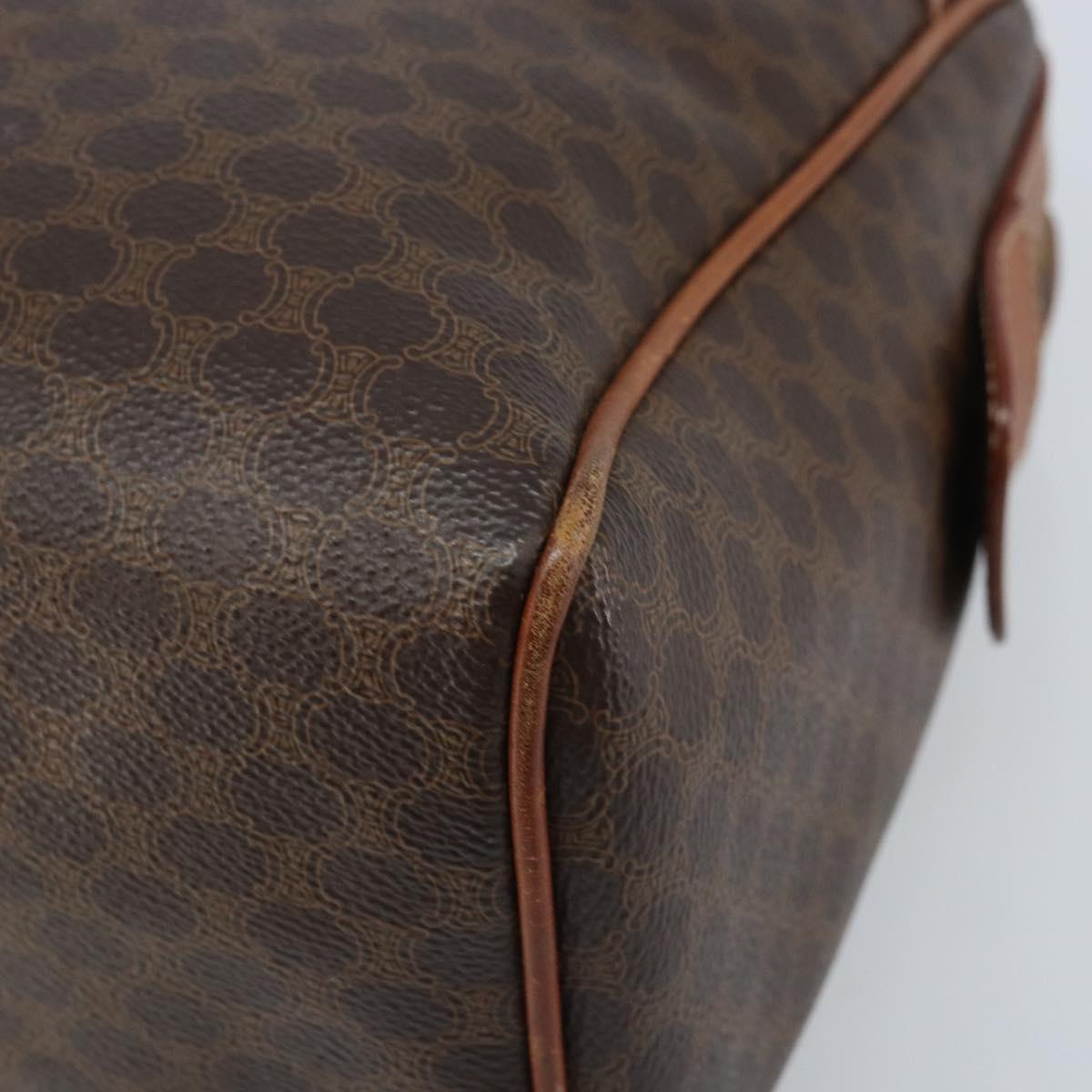 CELINE Macadam Canvas Hand Bag PVC Leather Brown Gold Auth bs34013