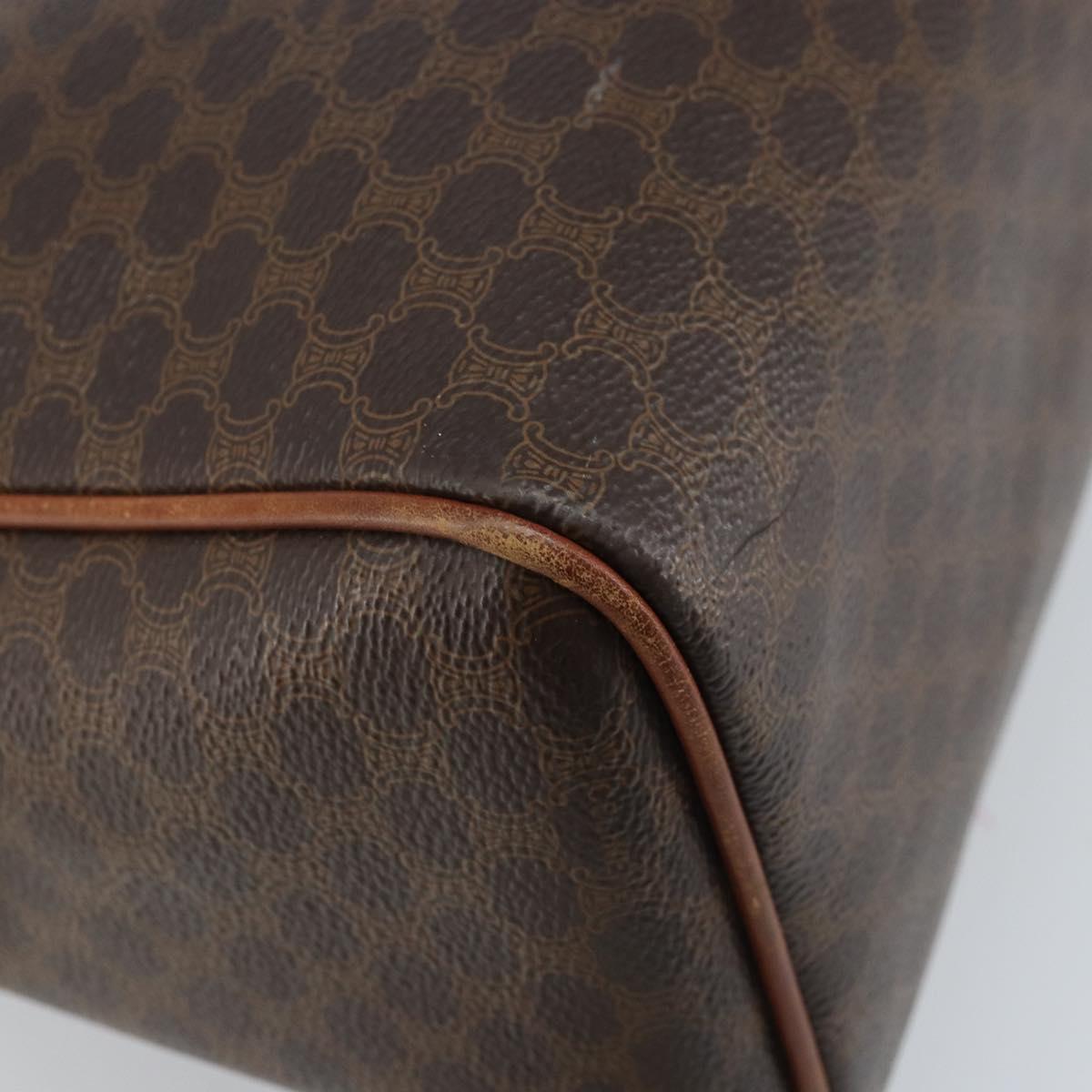 CELINE Macadam Canvas Hand Bag PVC Leather Brown Gold Auth bs34013
