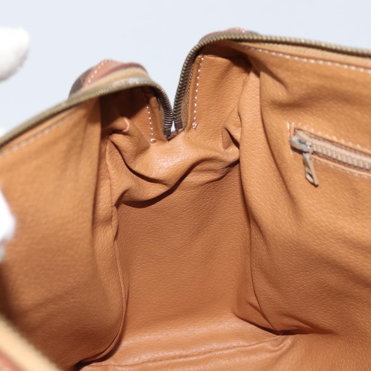 CELINE Macadam Canvas Hand Bag PVC Leather Brown Gold Auth bs34013
