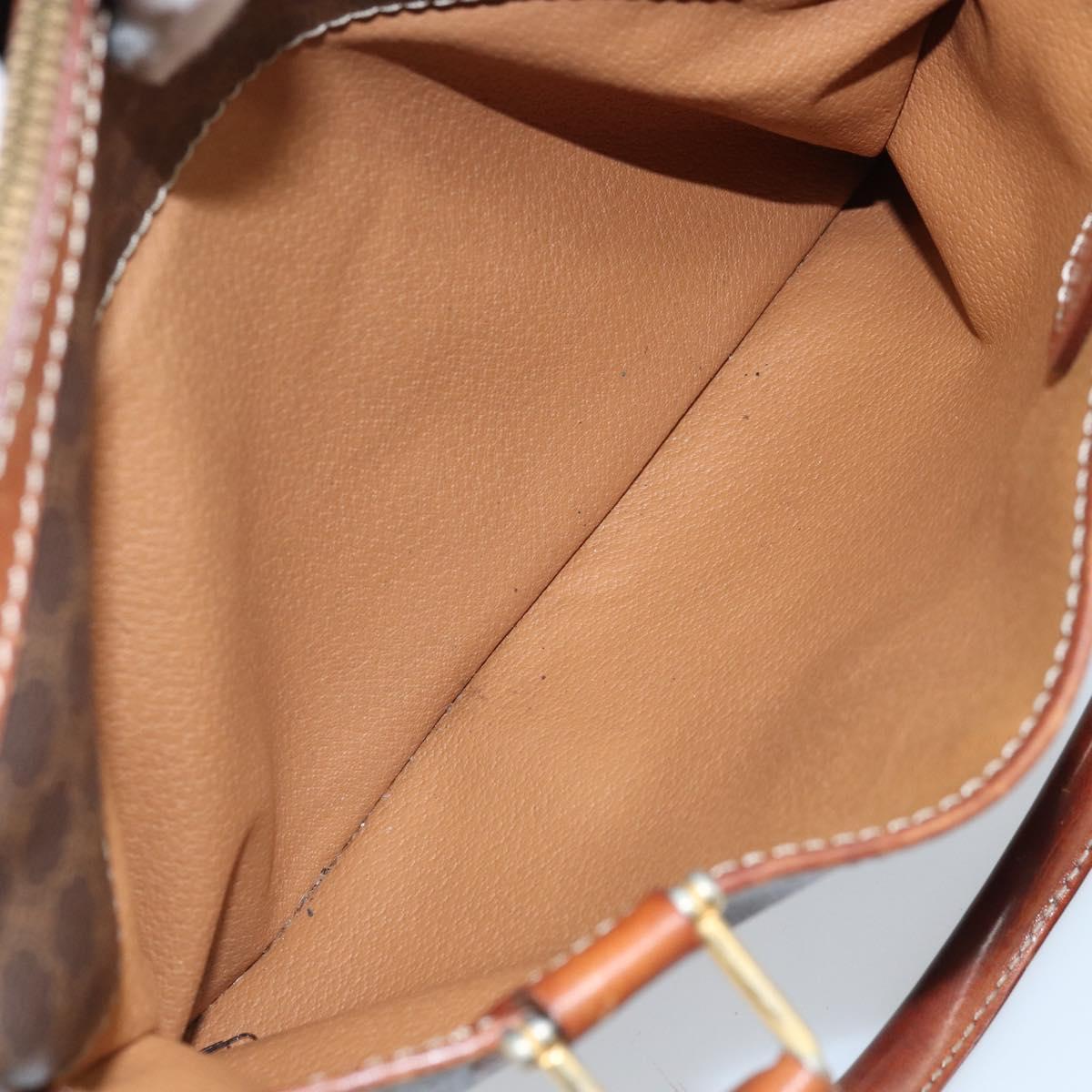 CELINE Macadam Canvas Hand Bag PVC Leather Brown Gold Auth bs34013