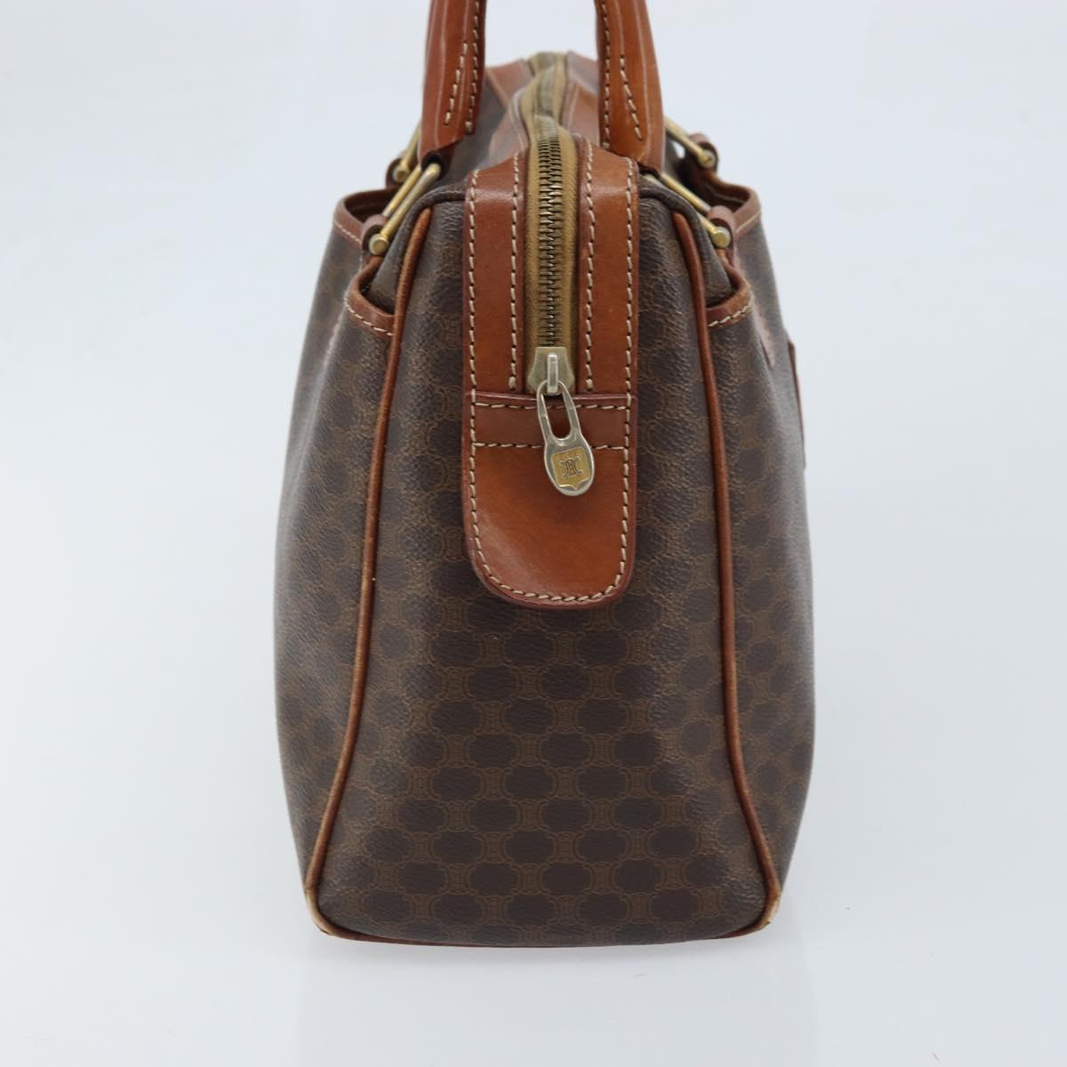 CELINE Macadam Canvas Hand Bag PVC Leather Brown Gold Auth bs34013