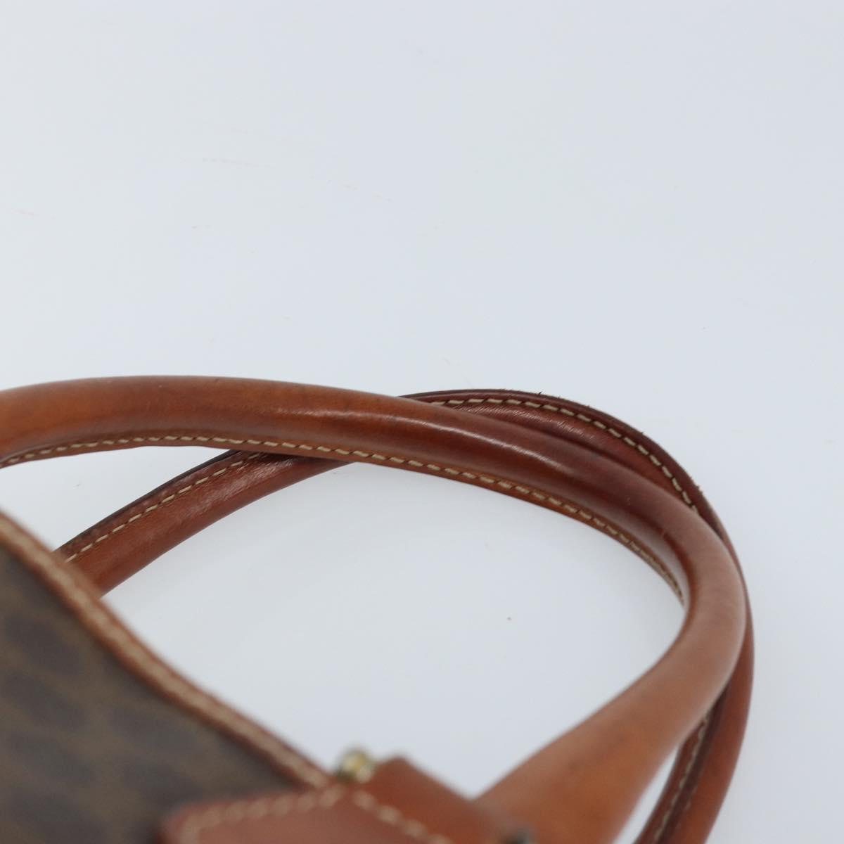 CELINE Macadam Canvas Hand Bag PVC Leather Brown Gold Auth bs34013