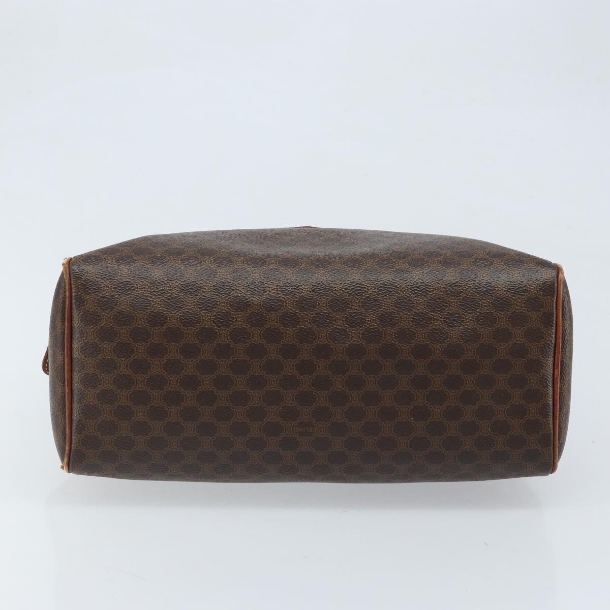 CELINE Macadam Canvas Hand Bag PVC Leather Brown Gold Auth bs34013