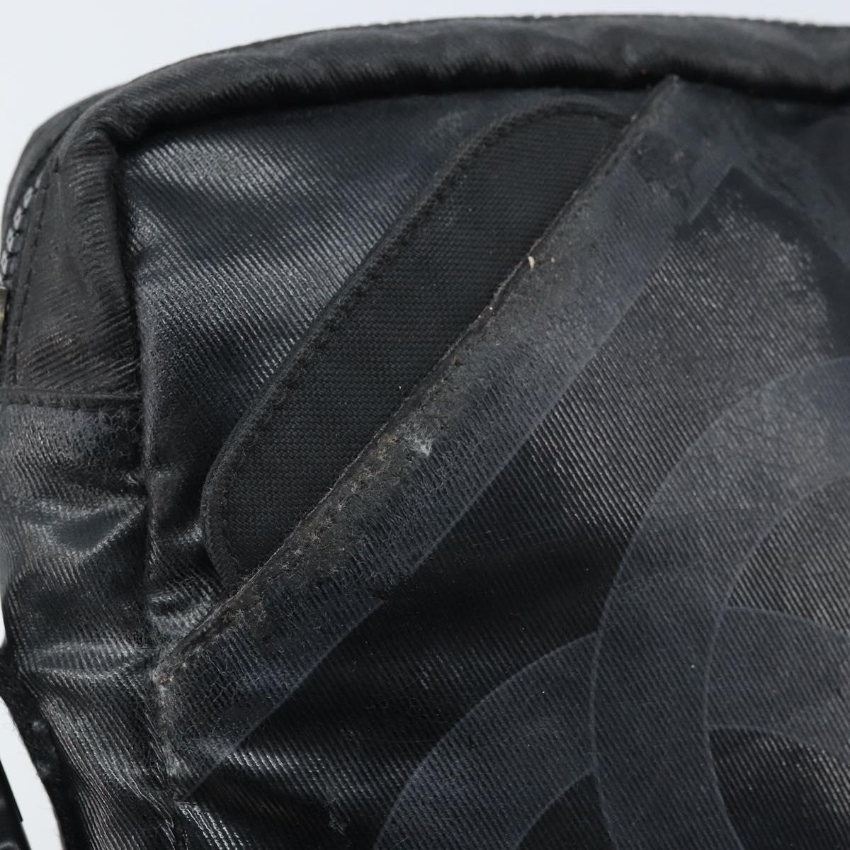 CHANEL Shoulder Bag Coated Canvas Black CC Auth bs34014