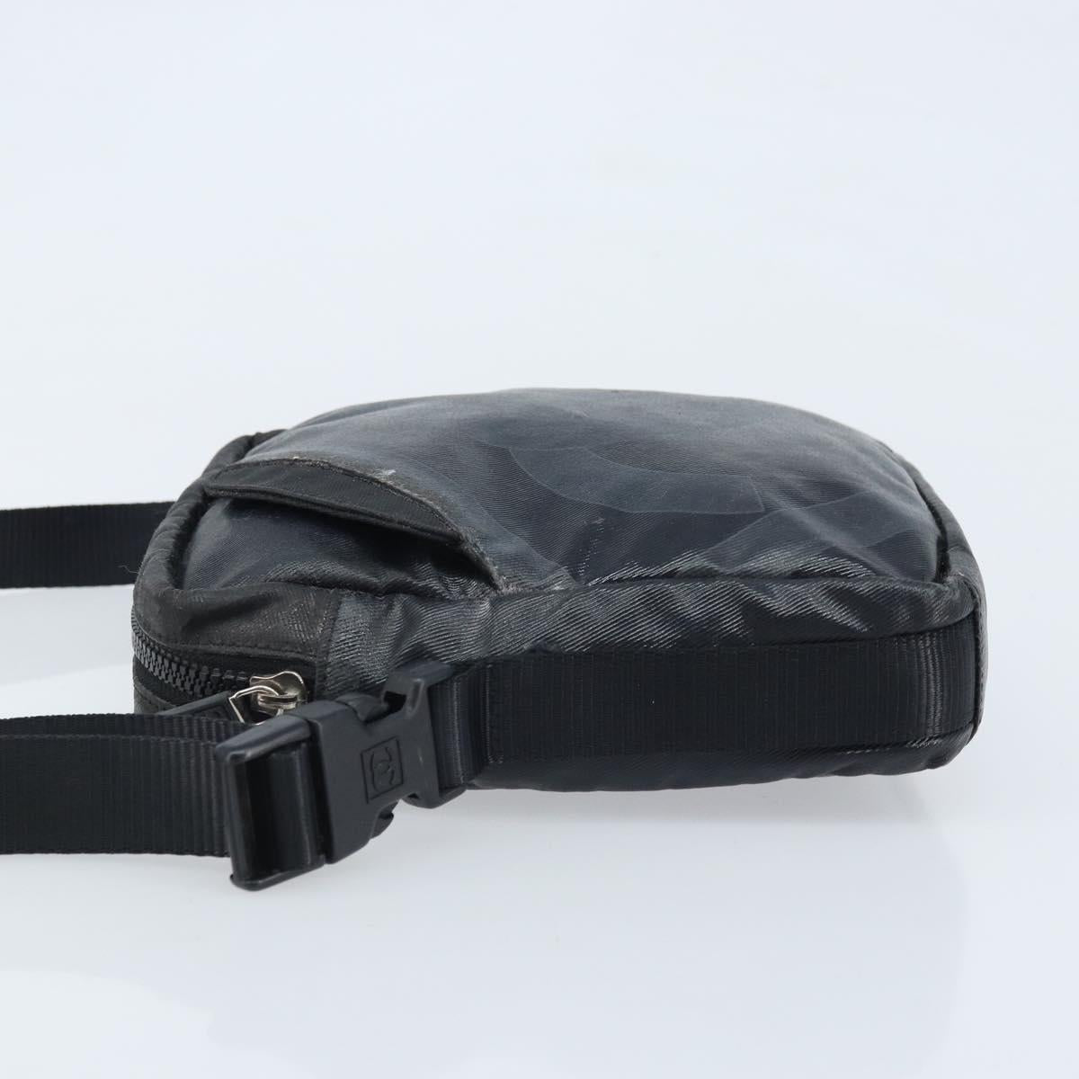 CHANEL Shoulder Bag Coated Canvas Black CC Auth bs34014