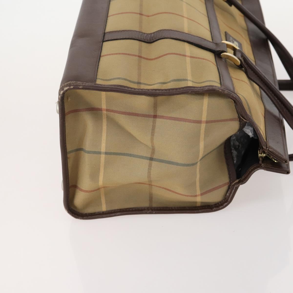BURBERRY Nova Check Hand Bag Canvas 4 Set Black Beige Auth bs34018