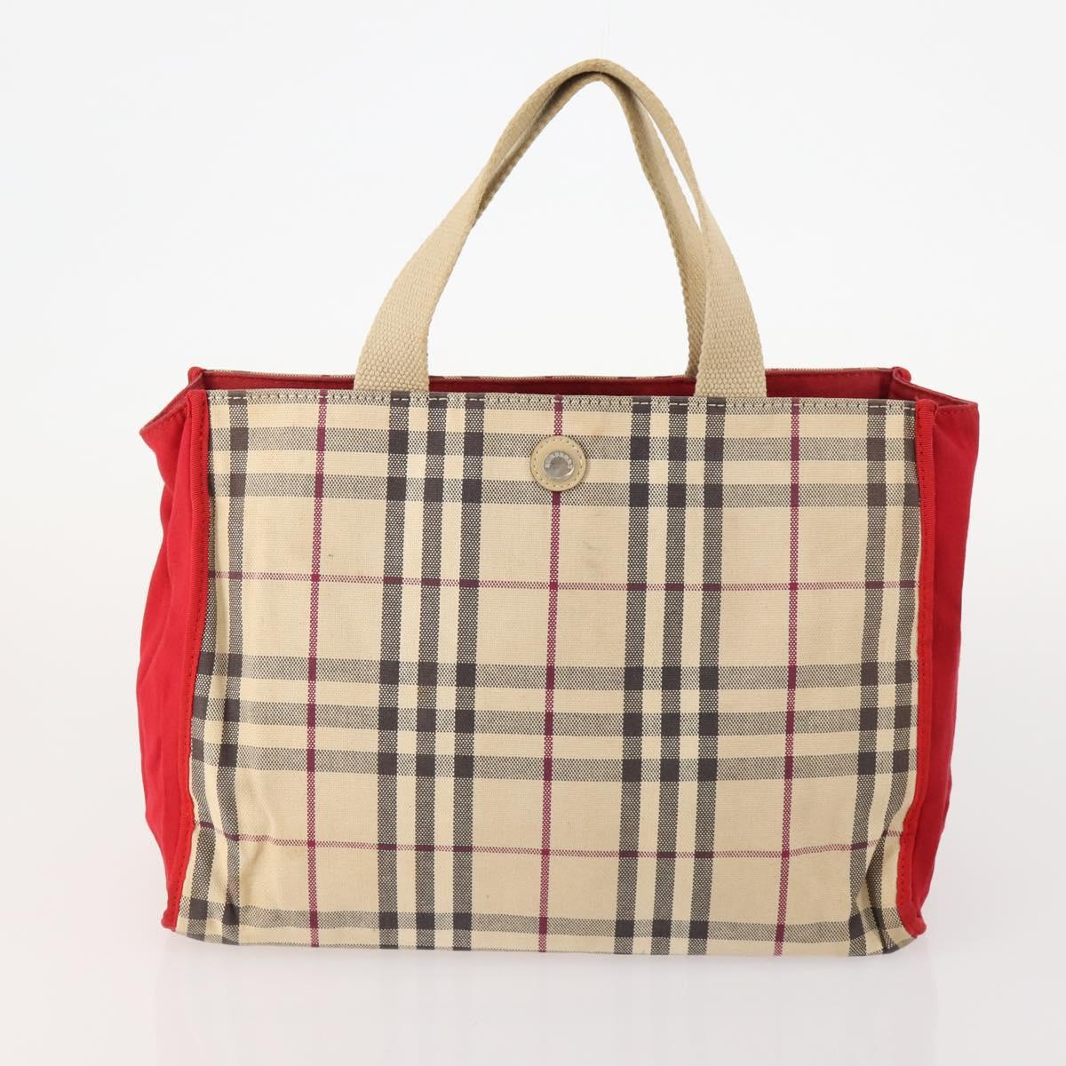 BURBERRY Nova Check Hand Bag Canvas 4 Set Black Beige Auth bs34018