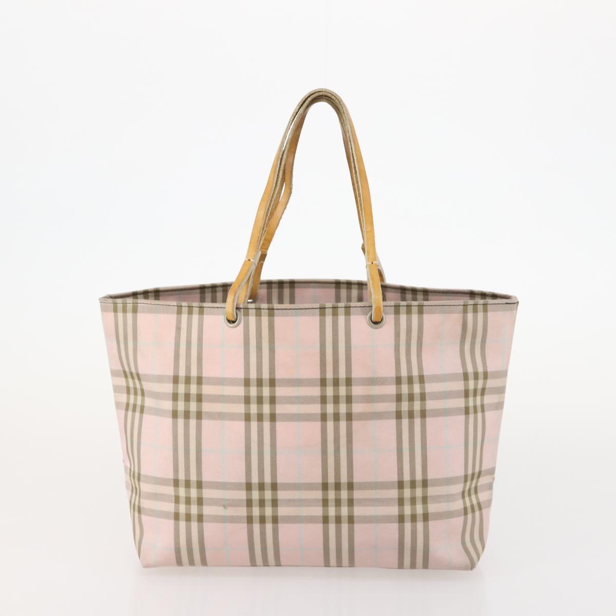 BURBERRY Nova Check Hand Bag Canvas 4 Set Black Beige Auth bs34018