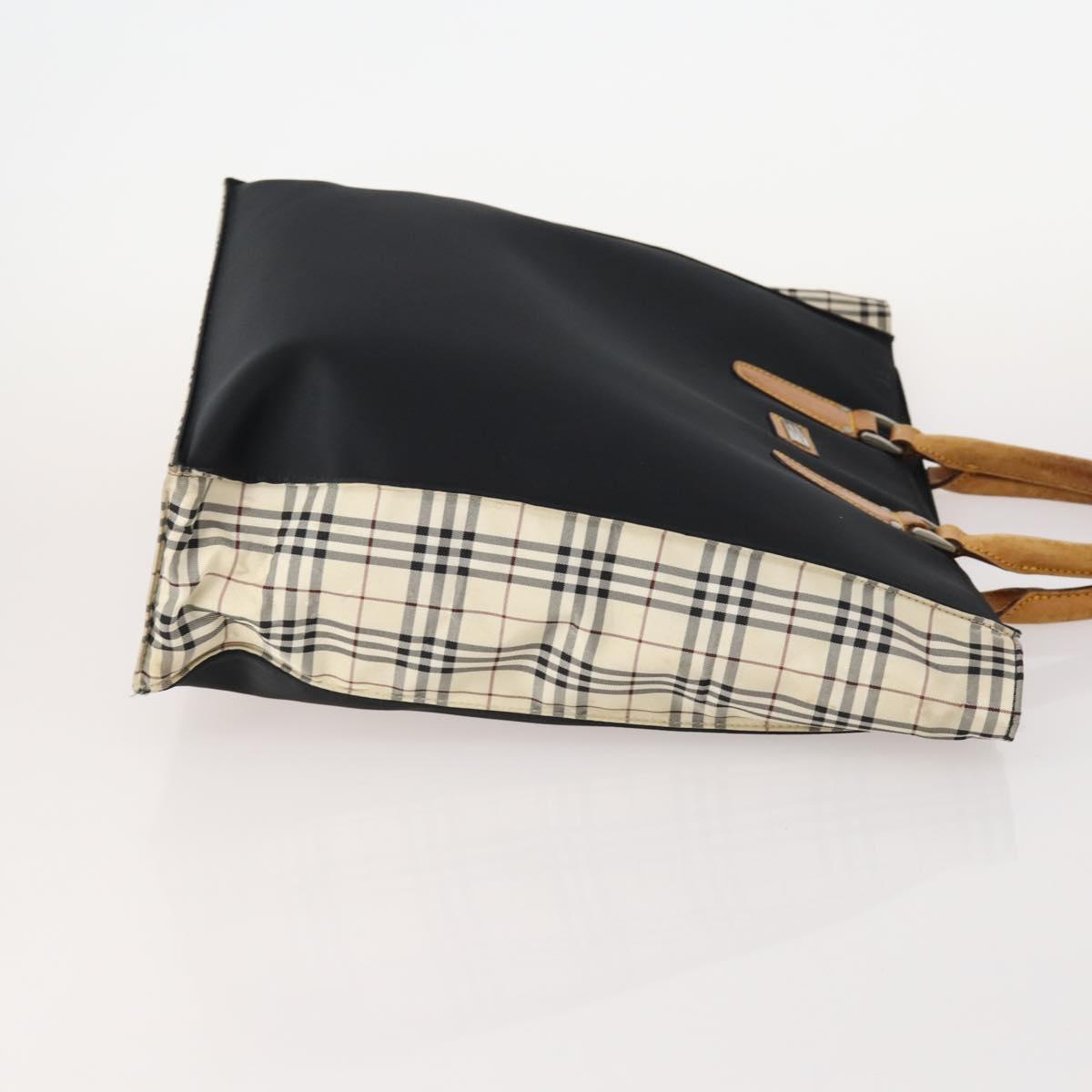 BURBERRY Nova Check Hand Bag Canvas 4 Set Black Beige Auth bs34018