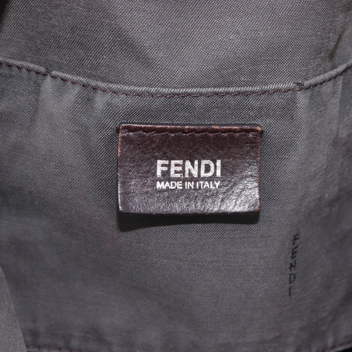 FENDI Zucca Canvas Hand Bag Black Brown Auth bs34032
