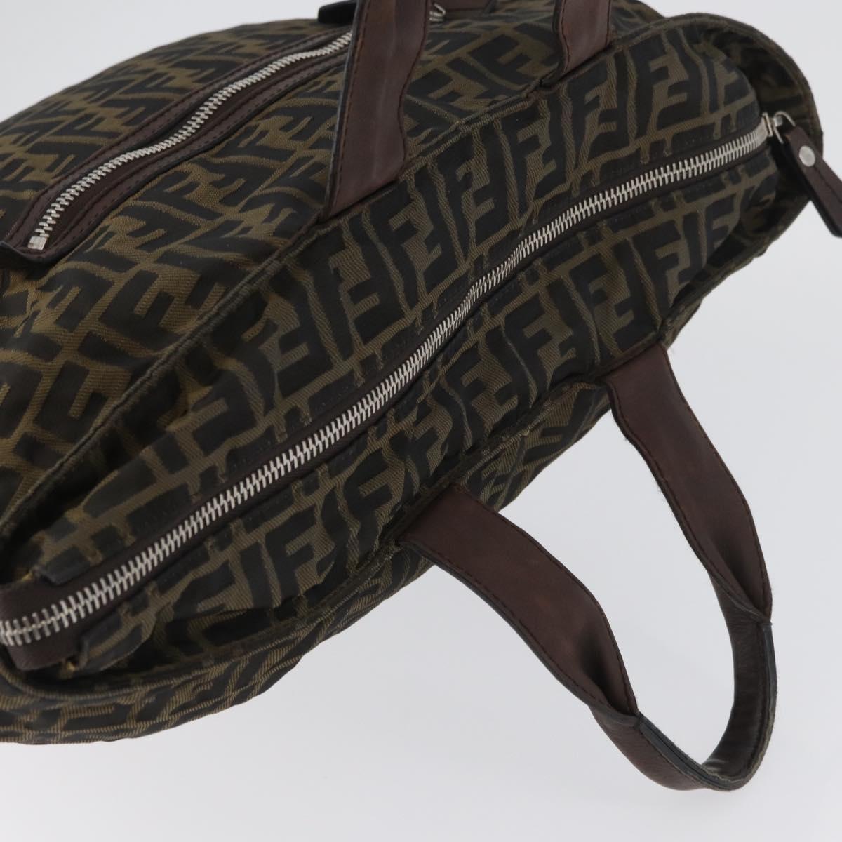 FENDI Zucca Canvas Hand Bag Black Brown Auth bs34032