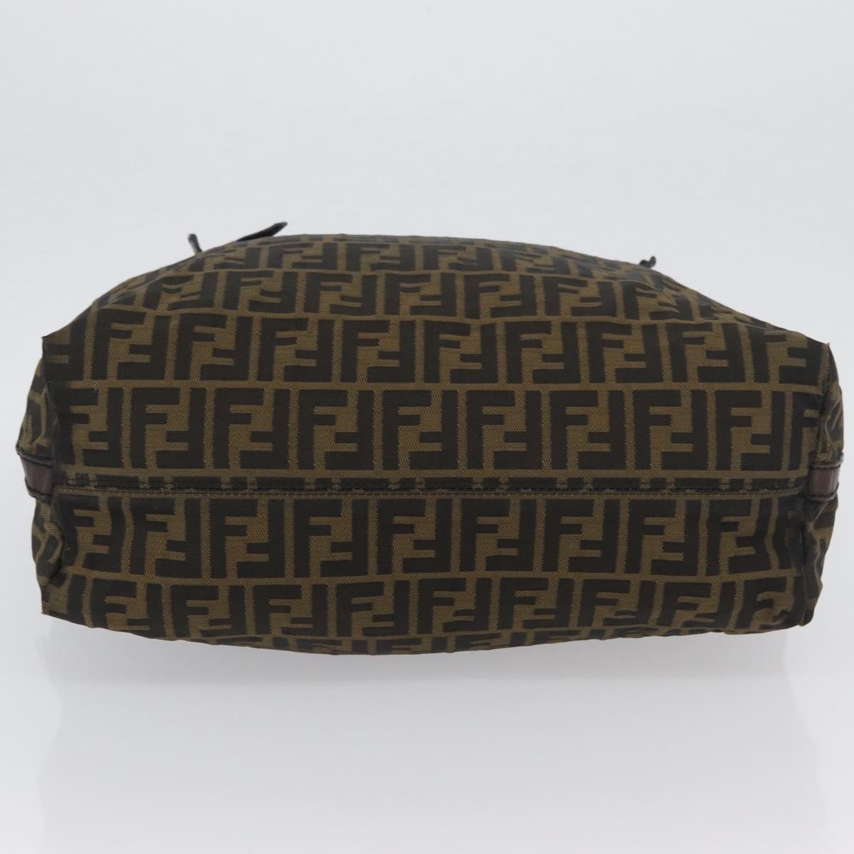 FENDI Zucca Canvas Hand Bag Black Brown Auth bs34032