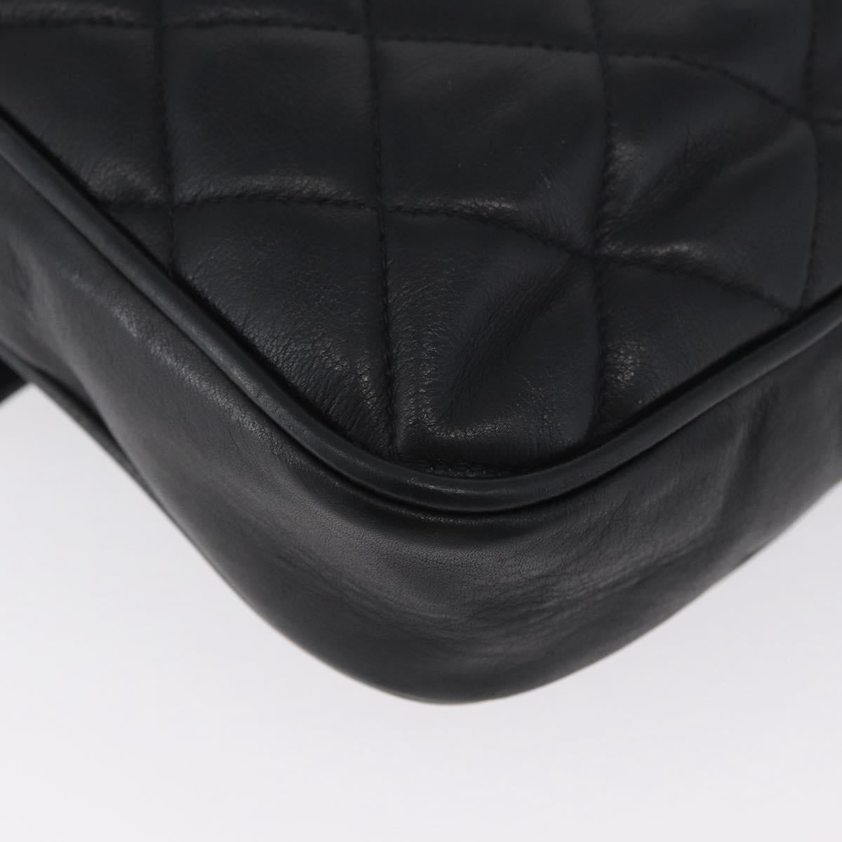 CHANEL Matelasse Chain Shoulder Bag Lamb Skin Black Gold CC Auth bs34036
