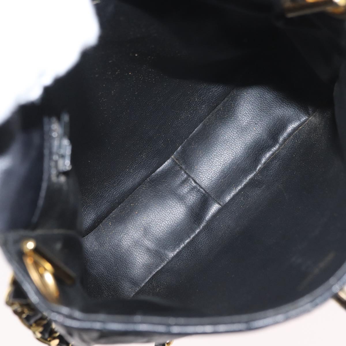 CHANEL Matelasse Chain Shoulder Bag Lamb Skin Black Gold CC Auth bs34036