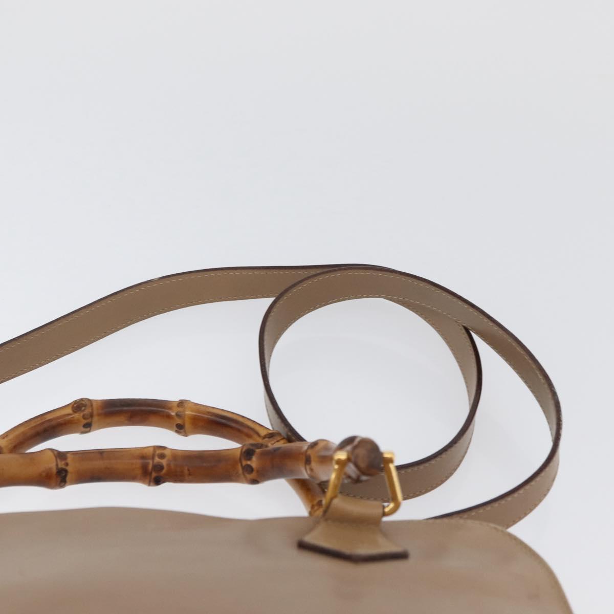GUCCI Bamboo Tote Bag Leather Beige Gold 000 1186 0289 Auth bs34037