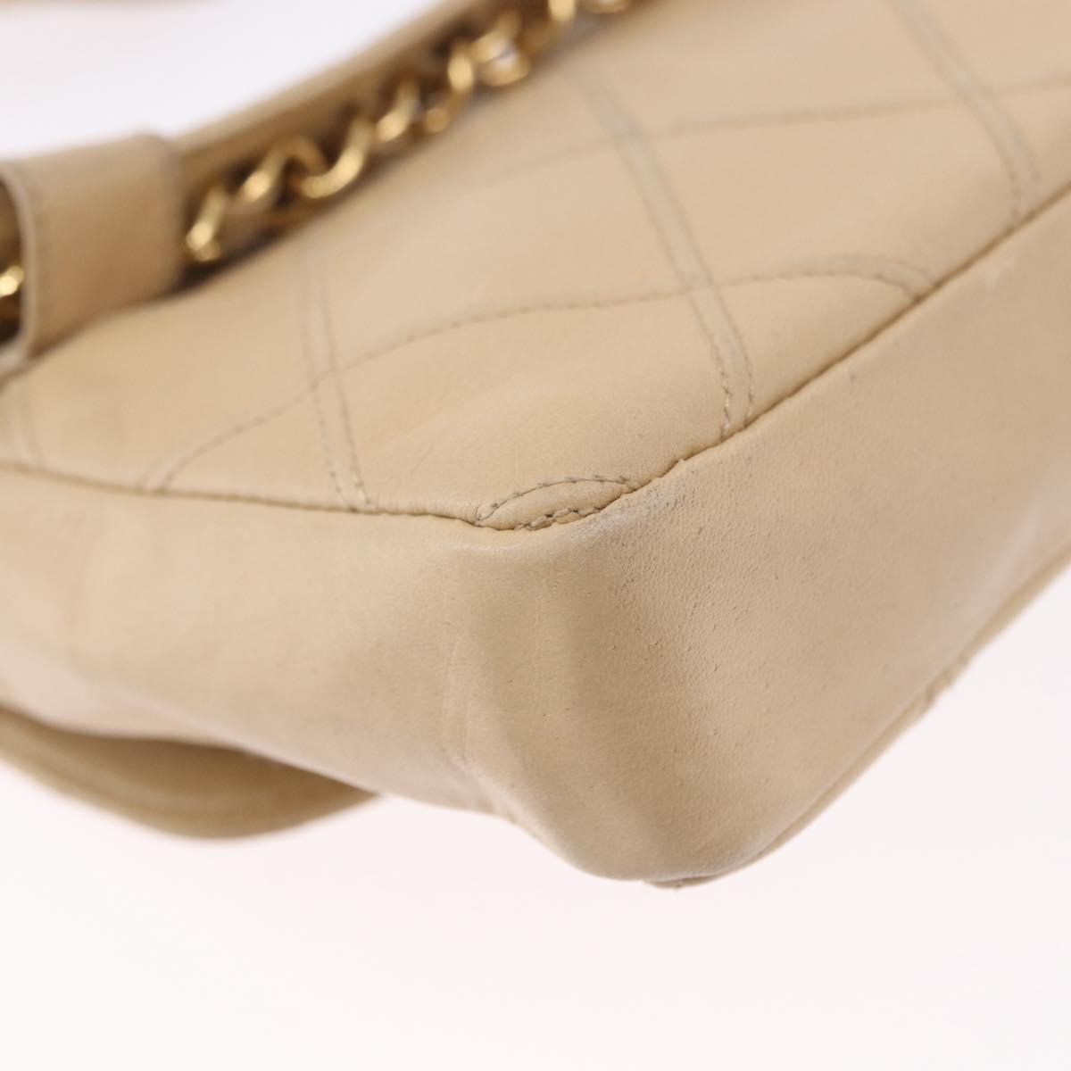 CHANEL Waist bag Lamb Skin Beige Gold CC Auth bs34038