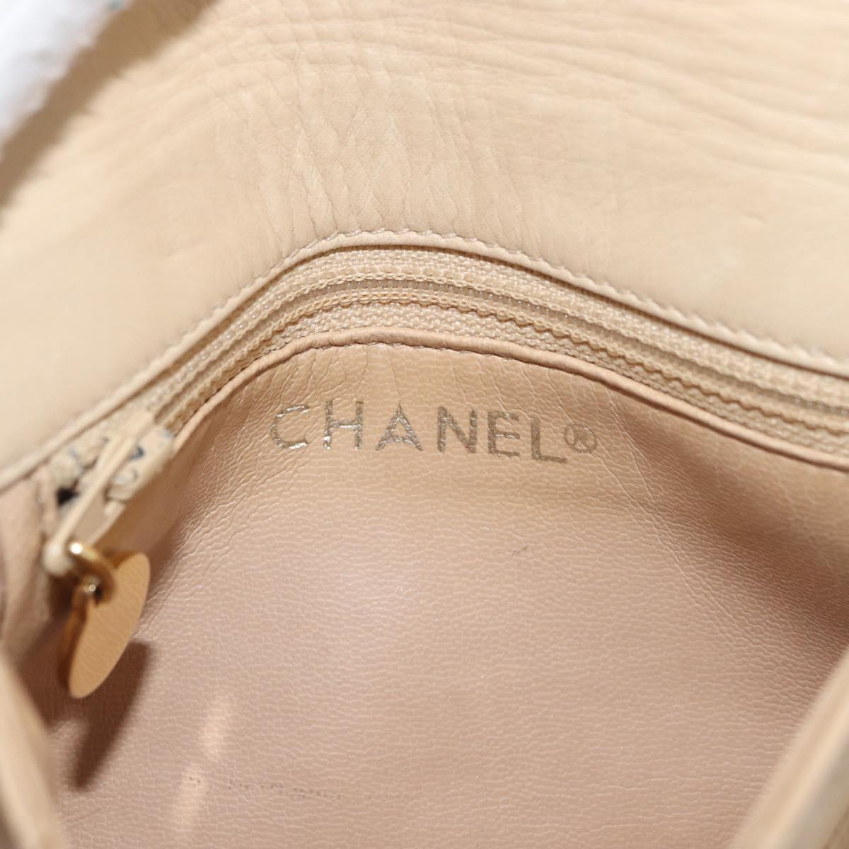 CHANEL Waist bag Lamb Skin Beige Gold CC Auth bs34038