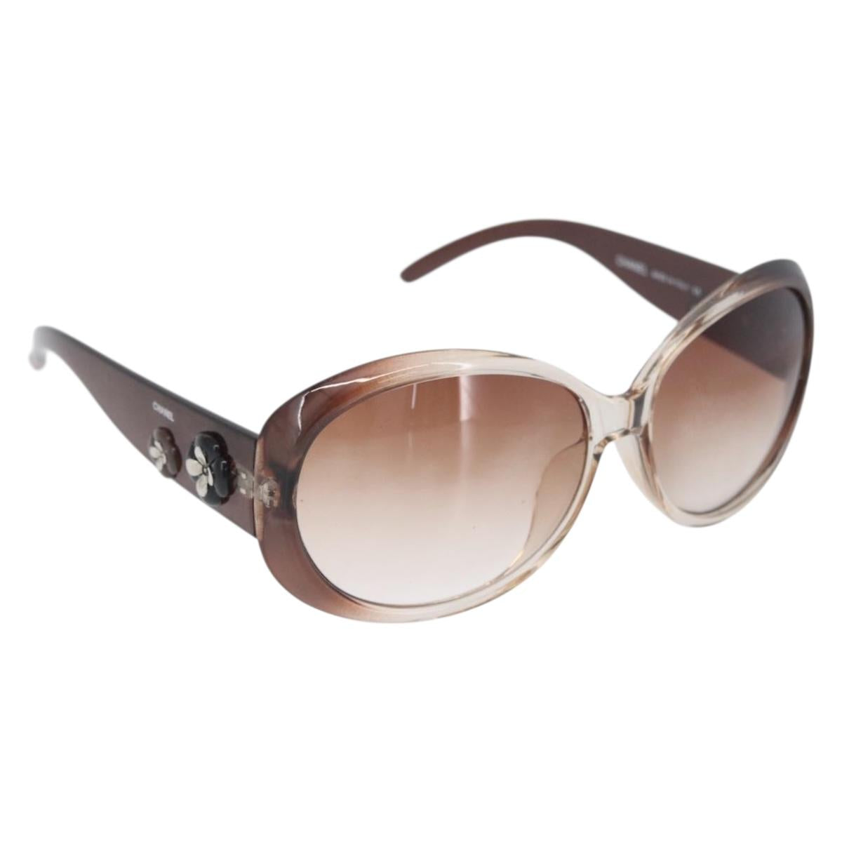 CHANEL Sunglasses plastic Brown CC Auth bs34041