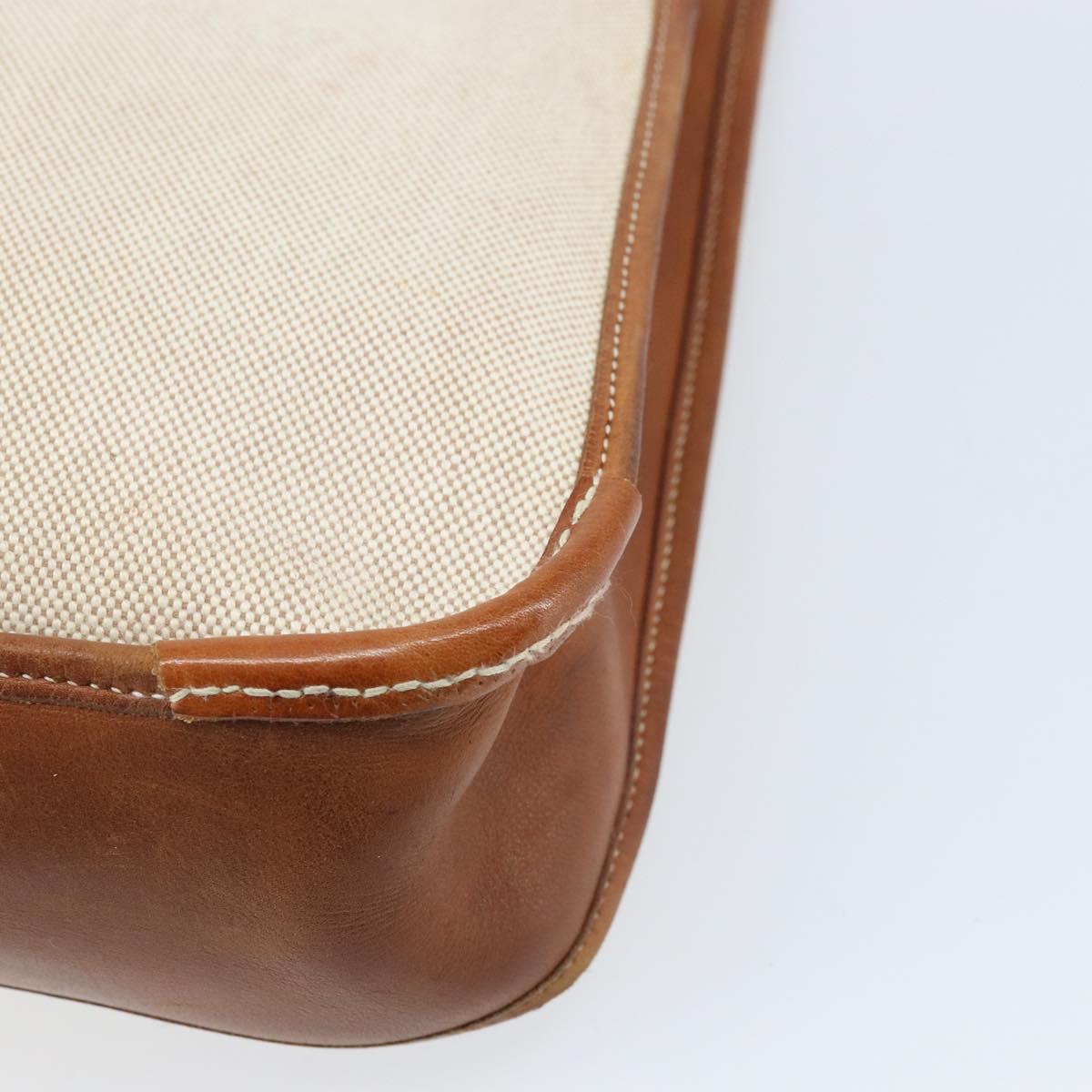 HERMES Vespa PM Shoulder Bag Canvas Beige Auth bs34046