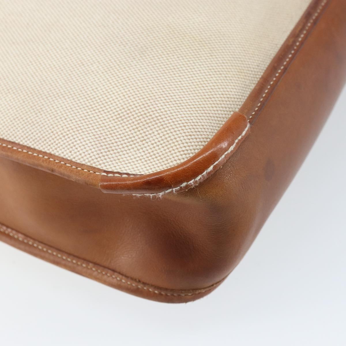 HERMES Vespa PM Shoulder Bag Canvas Beige Auth bs34046