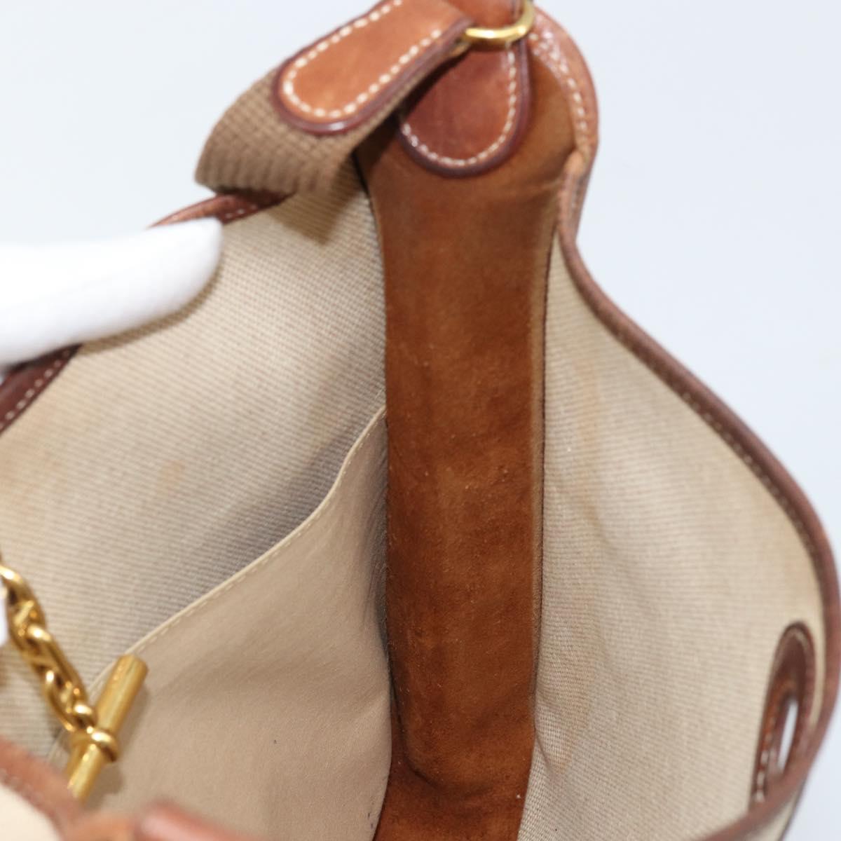 HERMES Vespa PM Shoulder Bag Canvas Beige Auth bs34046