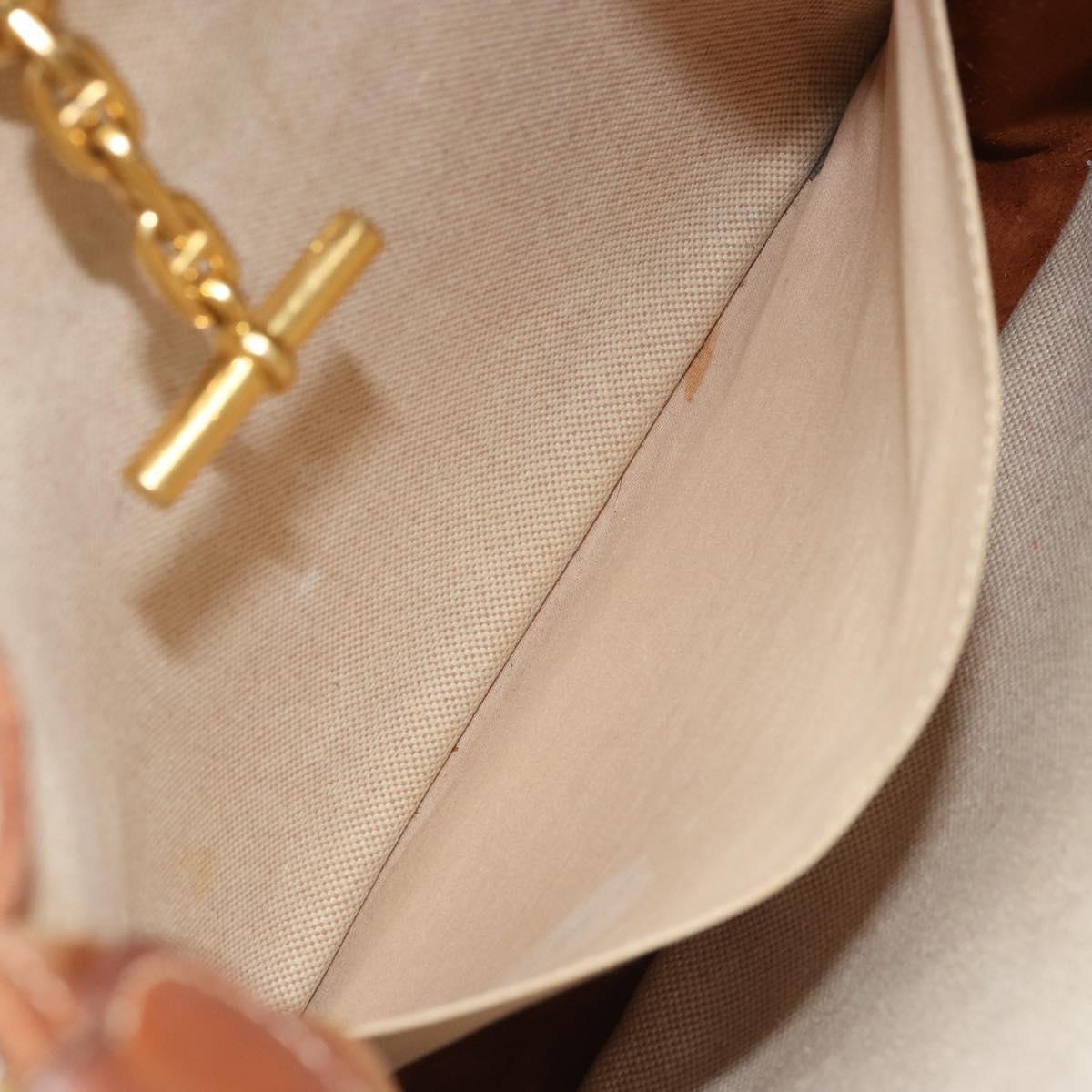 HERMES Vespa PM Shoulder Bag Canvas Beige Auth bs34046