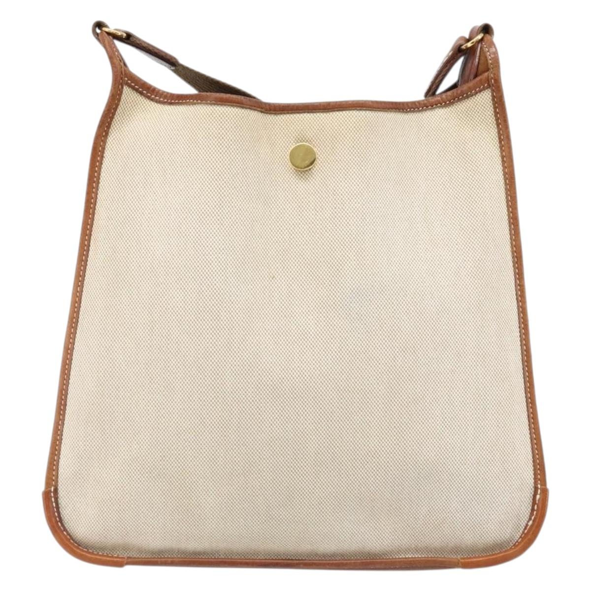 HERMES Vespa PM Shoulder Bag Canvas Beige Auth bs34046