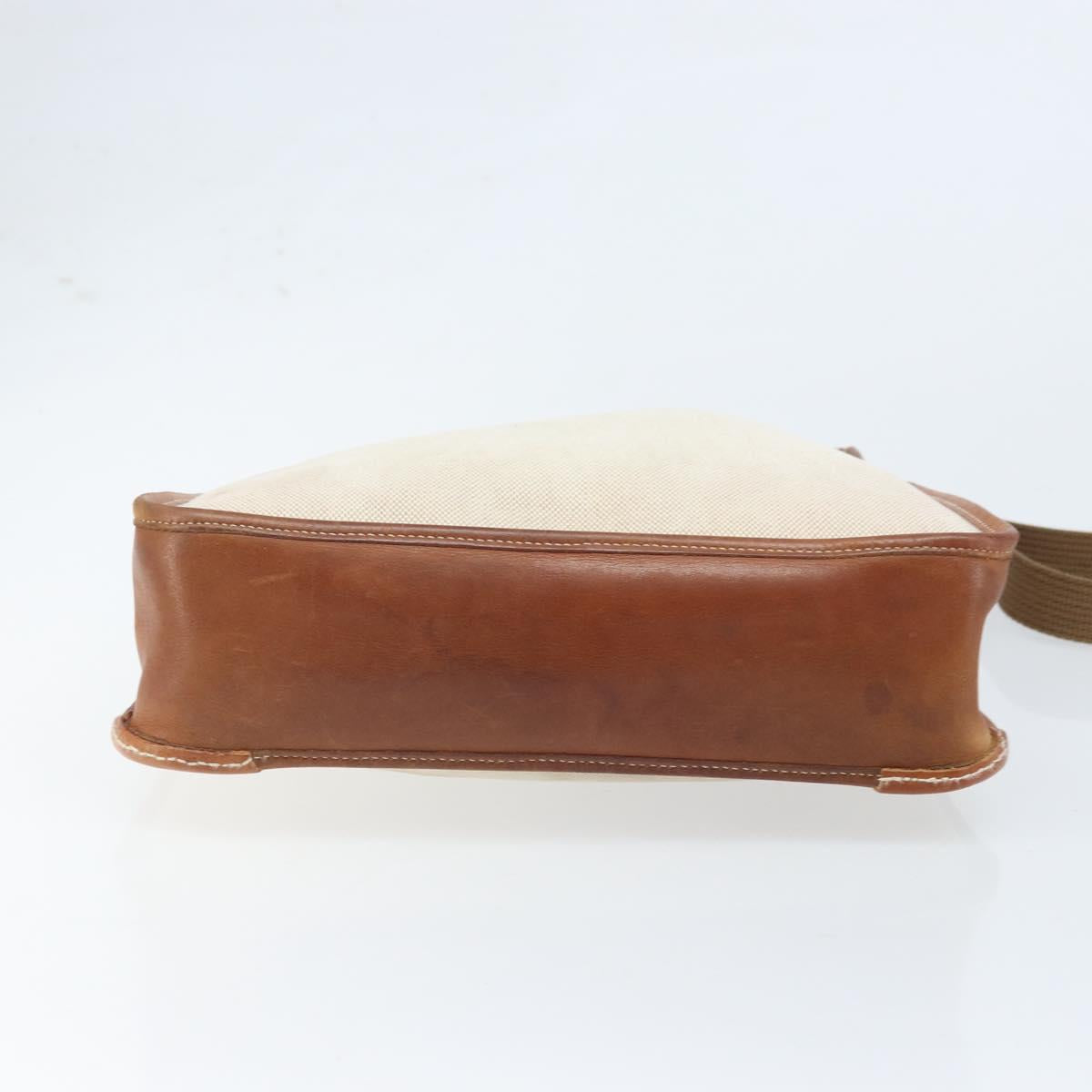 HERMES Vespa PM Shoulder Bag Canvas Beige Auth bs34046