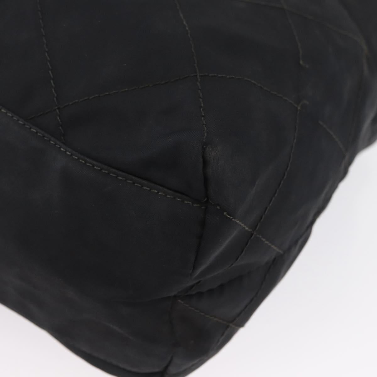 PRADA Chain Shoulder Bag Nylon Black Gold Auth bs34051
