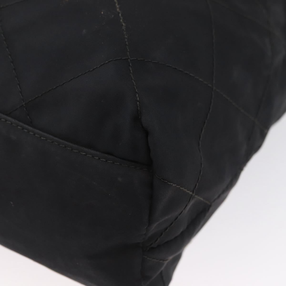 PRADA Chain Shoulder Bag Nylon Black Gold Auth bs34051