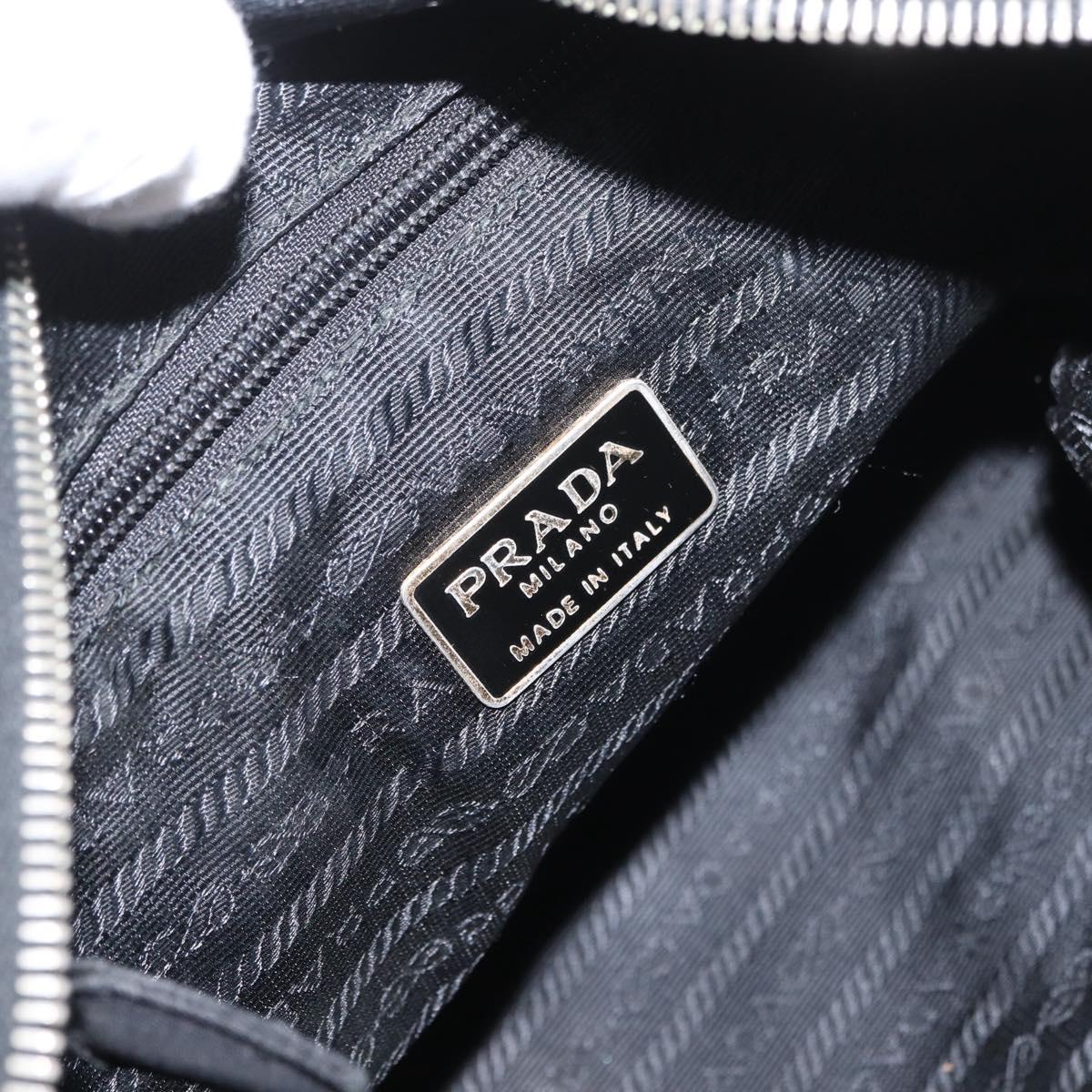 PRADA Chain Shoulder Bag Nylon Black Gold Auth bs34051