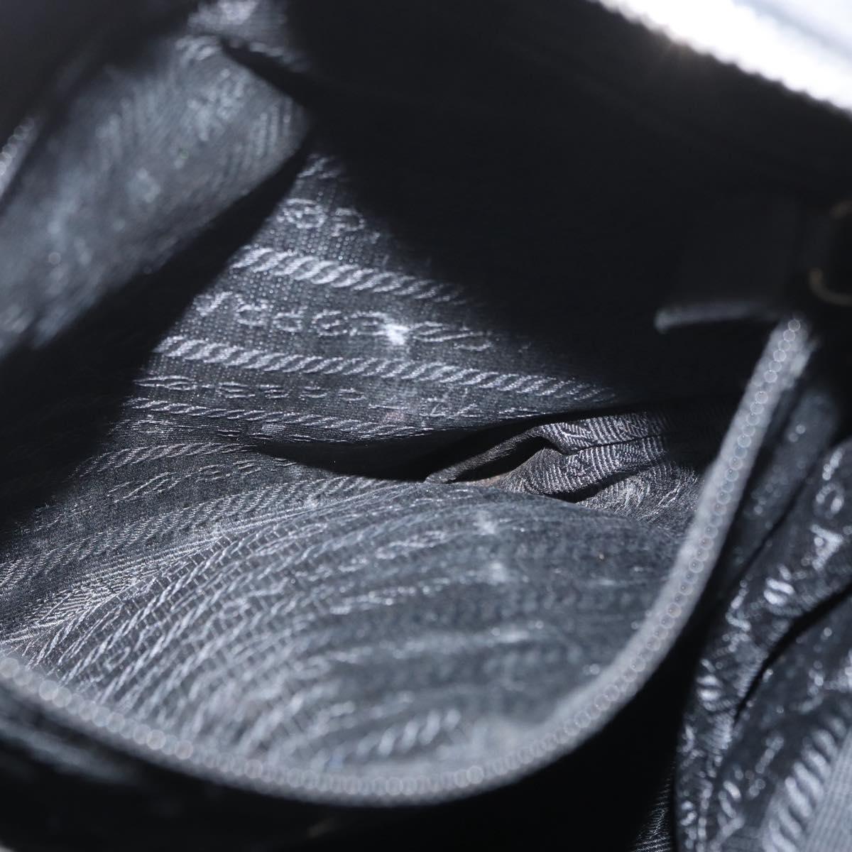 PRADA Chain Shoulder Bag Nylon Black Gold Auth bs34051
