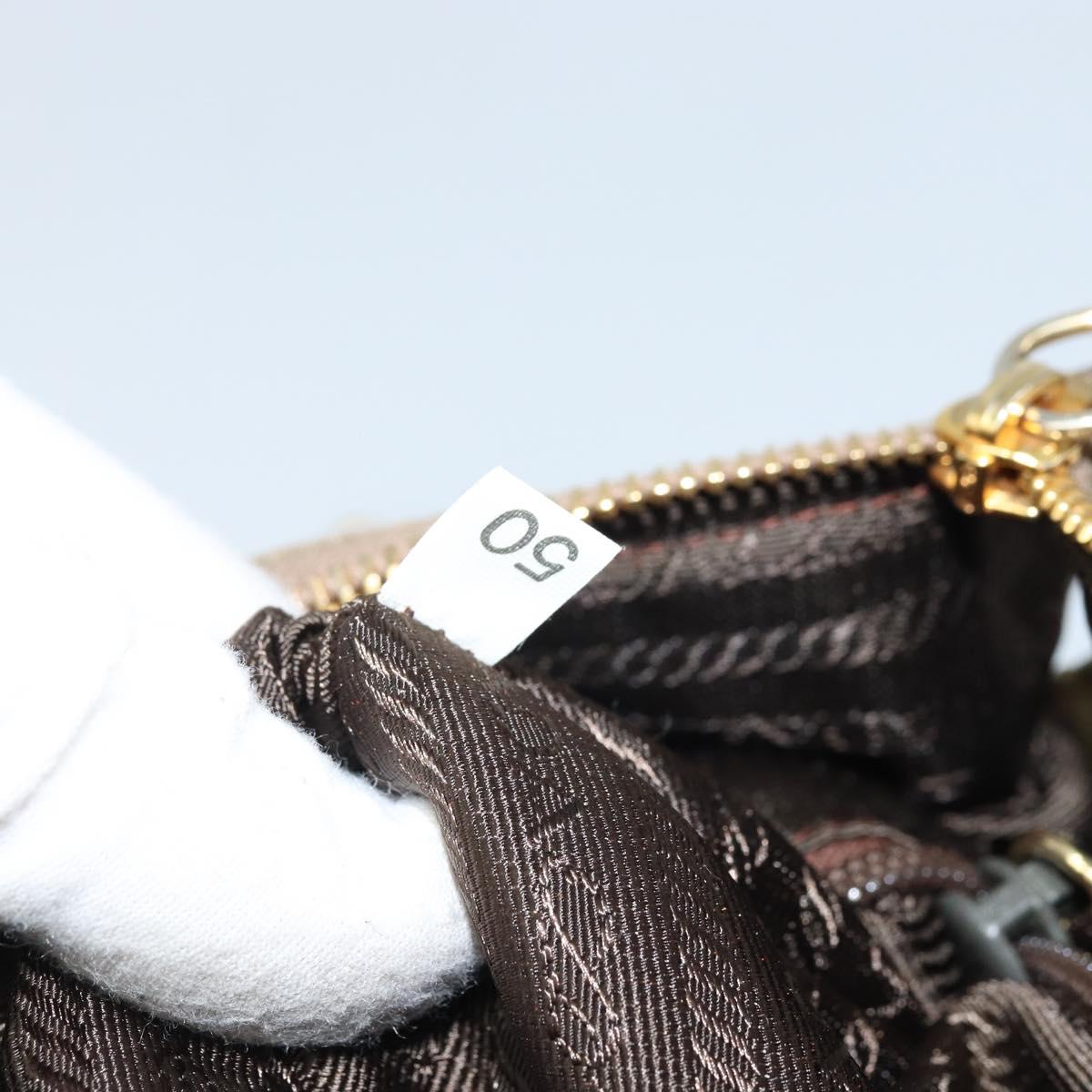 PRADA Chain Shoulder Bag Nylon Beige Gold Auth bs34053